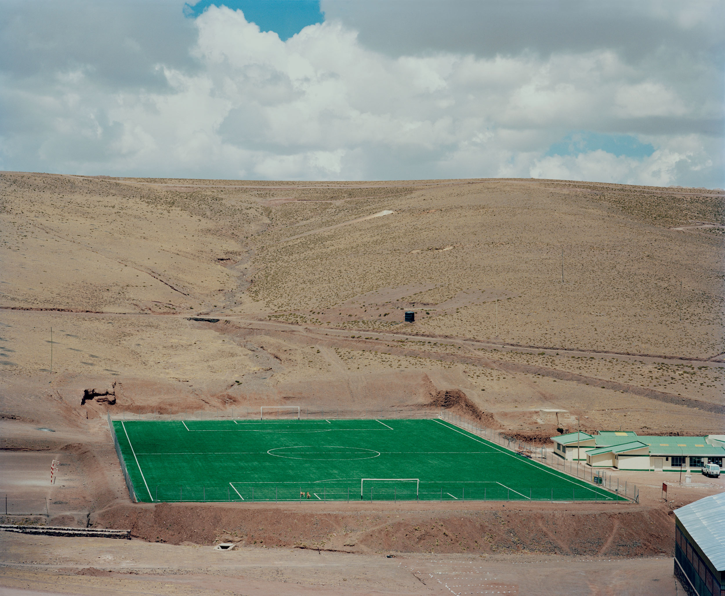 Artificial football field built by Pan American silver mining company for its staff that work at the remote San Vincente.